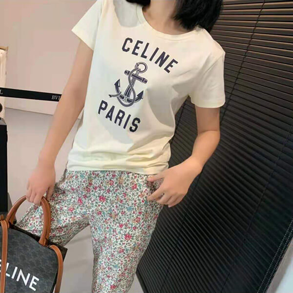 新作【セリーヌ】アンカー Tシャツ コピー/コットン 2X585114L.01BI