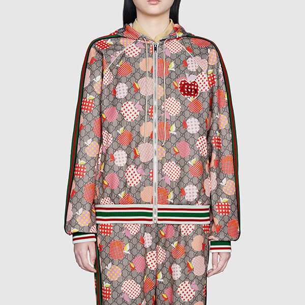 【21AW】グッチ ジャケット 偽物 アップル&ハート レポム フード付き GG リンゴ 663571 XJDOD 5943