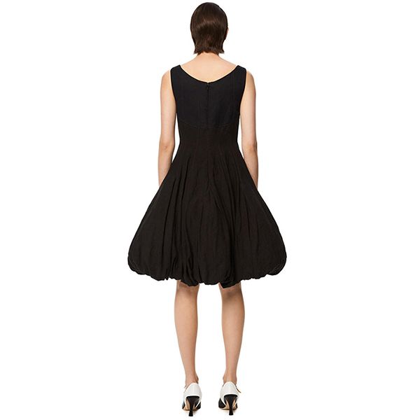 ロエベ◆ 2021新作 リネン ギャザー ドレスコピー ブラックS540Y09XA7