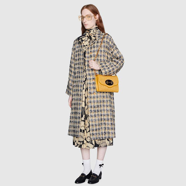 【グッチ コート 偽物】スクエアG チェック ツイード ベージュ 黒 657995 ZAGLP 2108