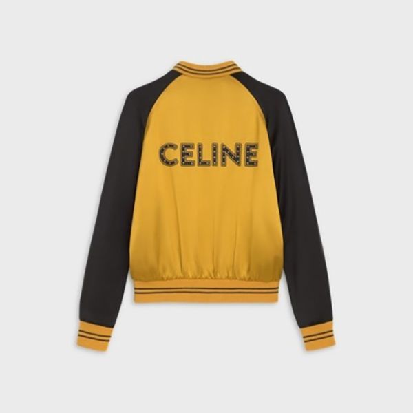 【大人気】セリーヌ テテ?ィシ?ャケット 偽物/ スタッズ付き サテン テディジャケット 2V87C851C.27ED