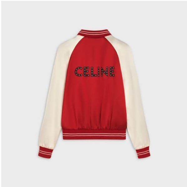 【大人気】セリーヌ テテ?ィシ?ャケット 偽物/ スタッズ付き サテン テディジャケット 2V87C851C.27ED