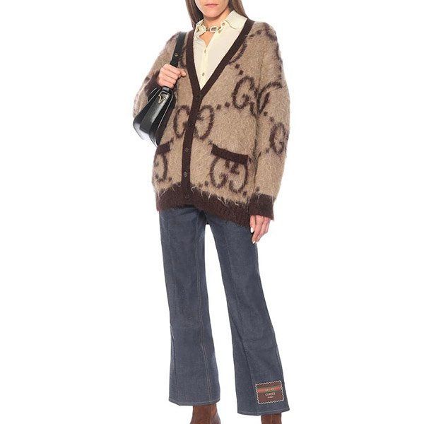 新作?お洒落に?グッチ カーディガン コピー★リバーシブル GG モヘア ウール カーディガン