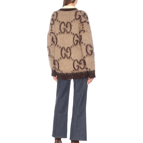 新作?お洒落に?グッチ カーディガン コピー★リバーシブル GG モヘア ウール カーディガン