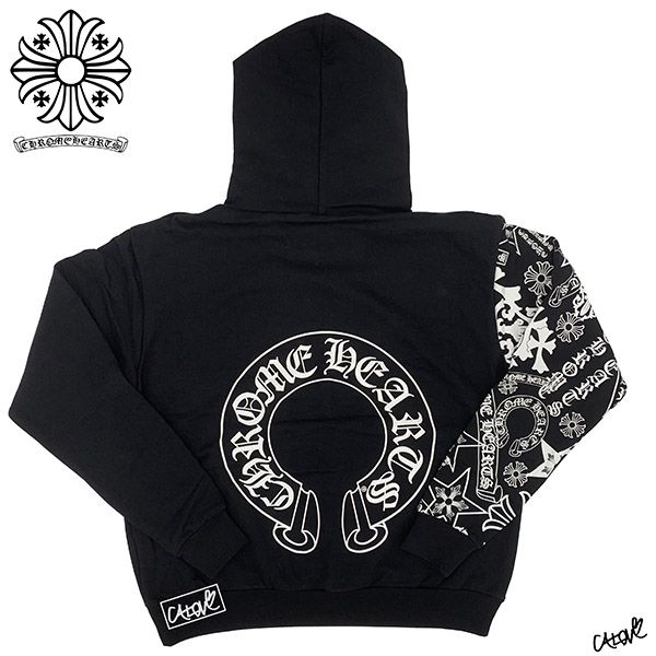 ◆完売商品十クロムハーツ パーカー コピー十【ホースシュー×マルチロゴ】BLACK