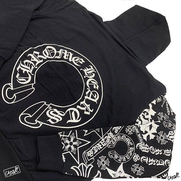 ◆完売商品十クロムハーツ パーカー コピー十【ホースシュー×マルチロゴ】BLACK