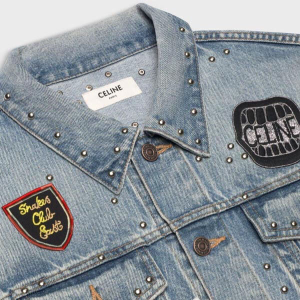 21SS【セリーヌ】ルーズトラッカージャケット/ウォッシュ デニム 偽物 2Q245646M.08SW