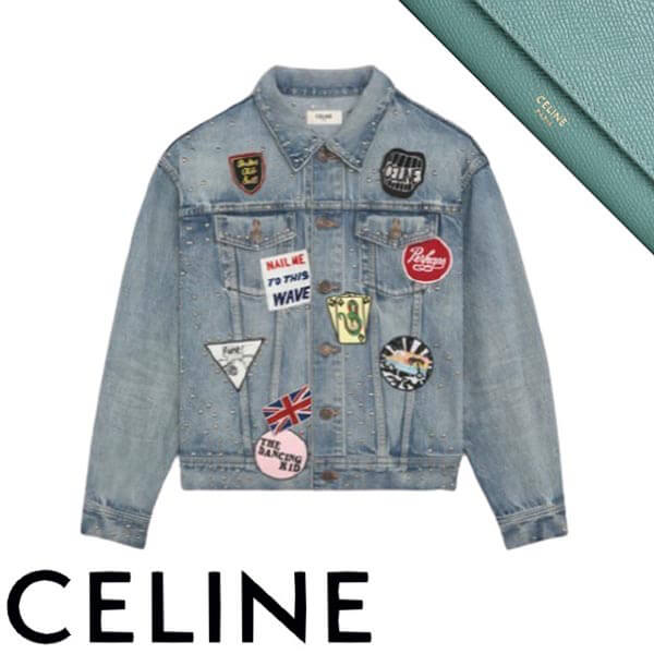 21SS【セリーヌ】ルーズトラッカージャケット/ウォッシュ デニム 偽物 2Q245646M.08SW