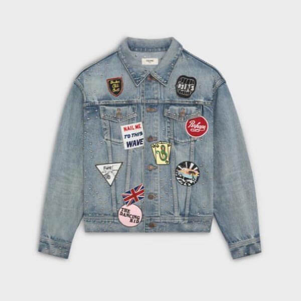 21SS【セリーヌ】ルーズトラッカージャケット/ウォッシュ デニム 偽物 2Q245646M.08SW