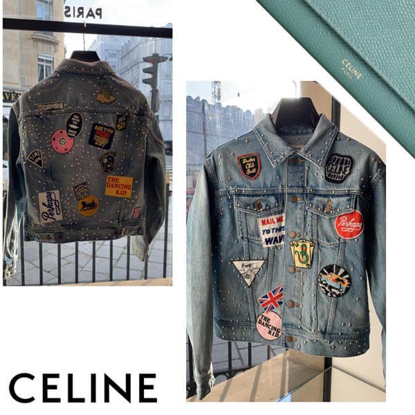21SS【セリーヌ】ルーズトラッカージャケット/ウォッシュ デニム 偽物 2Q245646M.08SW