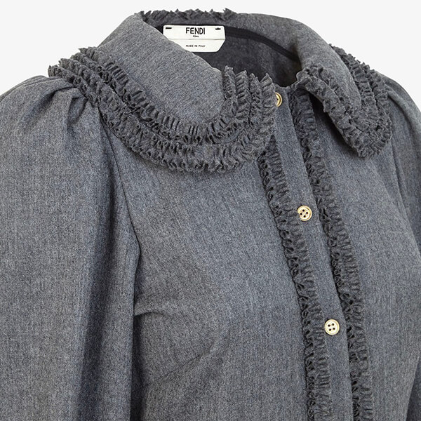 20AW<フェンディ>グレー フランネル ドレス ワンピース