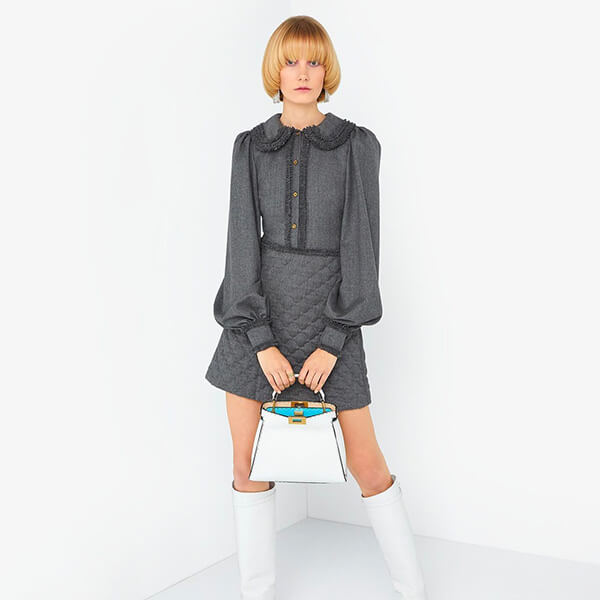 20AW<フェンディ>グレー フランネル ドレス ワンピース