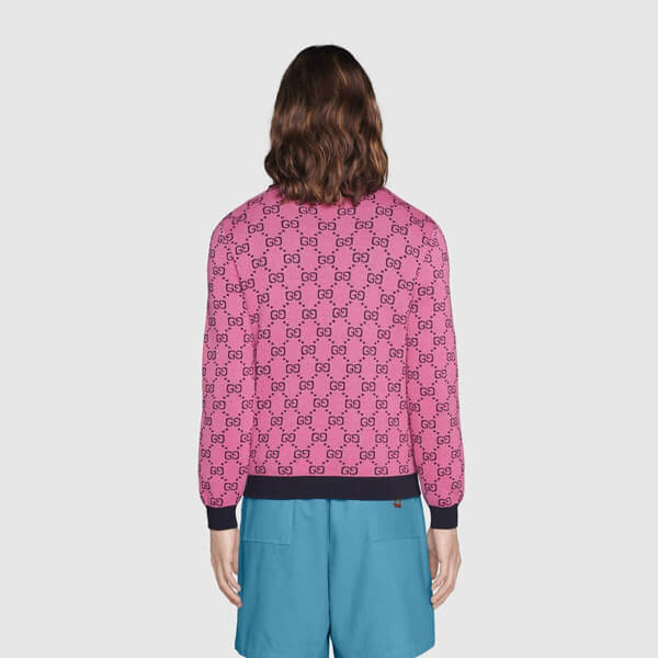 グッチ セーター トップス ウール 綿 桃 GG ロゴ 新作 男 プレタ 661174 XKBXI 5152