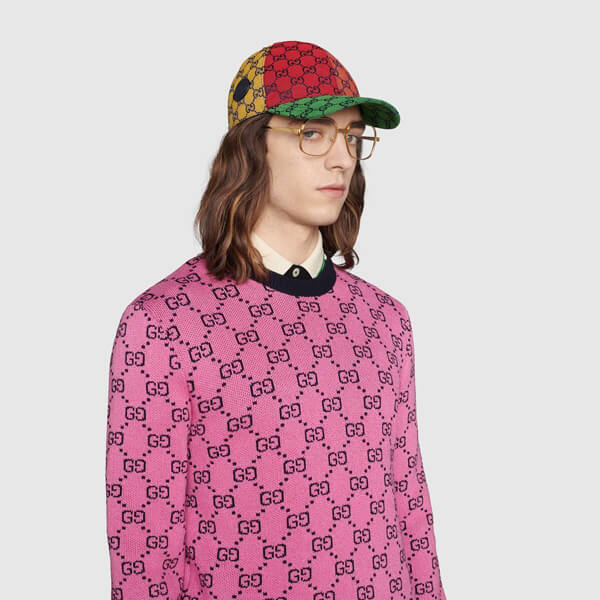 グッチ セーター トップス ウール 綿 桃 GG ロゴ 新作 男 プレタ 661174 XKBXI 5152