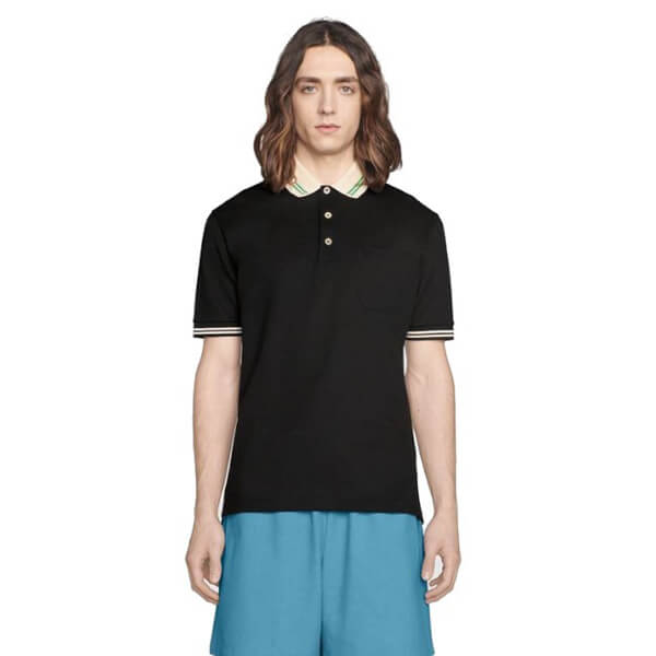 グッチ 【グッチ】 新作 G付き コットンピケ ポロシャツ コピー ブラック 658067 XJDI2 1043