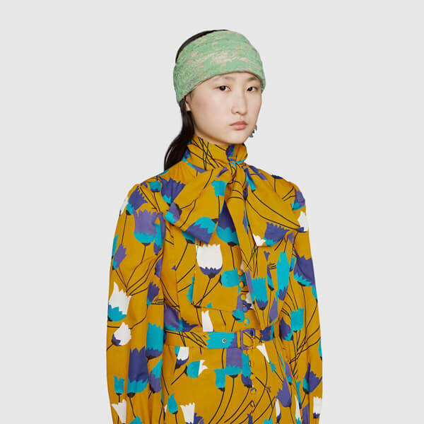 グッチ 21SS チューリップ プリント コットンリネン ドレス 652088ZAGVN 7197