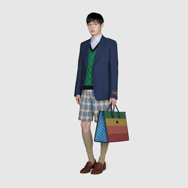 グッチ セーター トップス ウール 綿 緑 Vネック GG 新 男 プレタ 661155 XKBXI 3465