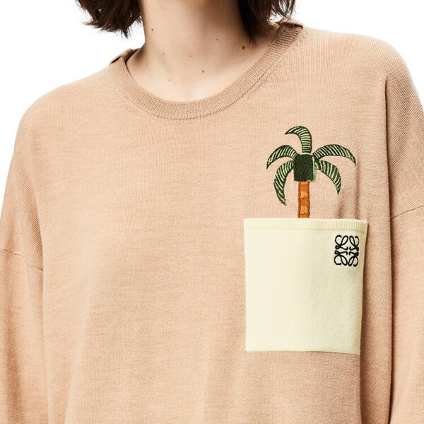 ロエベ◆ラ?パルム エンブロイダリー セーター 偽物 ウール S897Y14K01