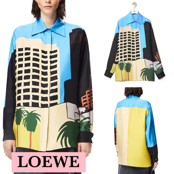 【 ロエベ】コラボ KEN PRICE★LAシリーズ/シルクシャツ S897Y06X01