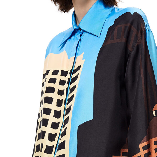 【 ロエベ】コラボ KEN PRICE★LAシリーズ/シルクシャツ S897Y06X01