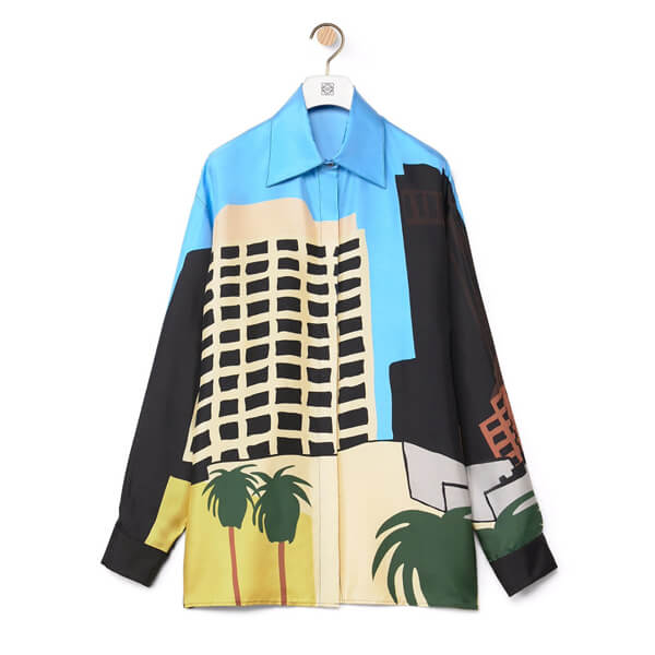 【 ロエベ】コラボ KEN PRICE★LAシリーズ/シルクシャツ S897Y06X01