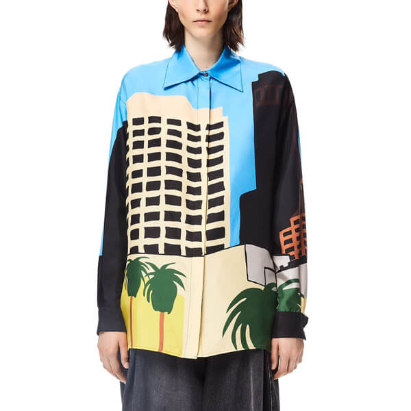 【 ロエベ】コラボ KEN PRICE★LAシリーズ/シルクシャツ S897Y06X01