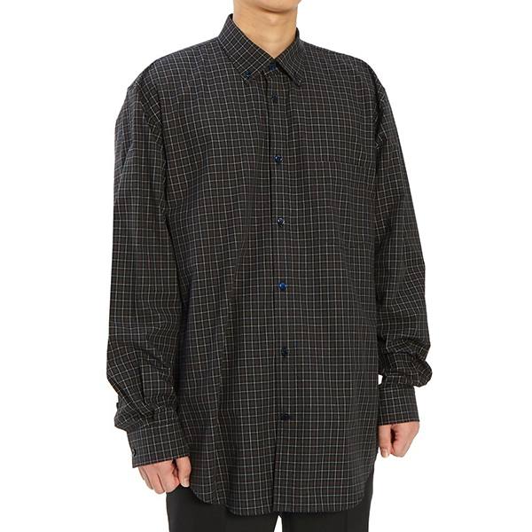 バレンシアガ★ロゴ入り メンズチェックシャツ ブラック 556878 TCM02 3258