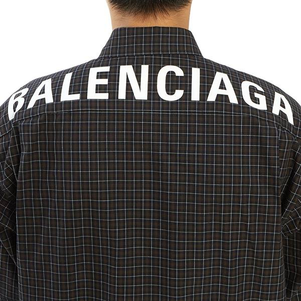 バレンシアガ★ロゴ入り メンズチェックシャツ ブラック 556878 TCM02 3258