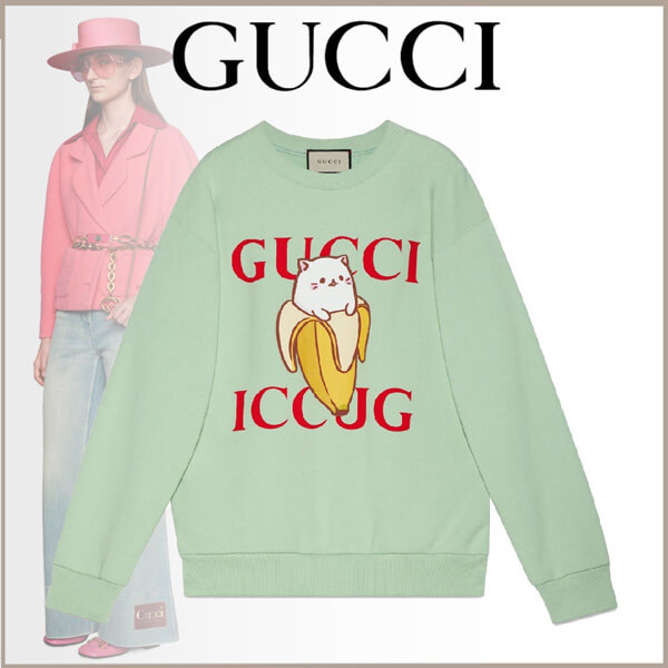 【グッチ パーカー コピー】ばなにゃ×グッチ?スウェットシャツ 617964XJDGS3614