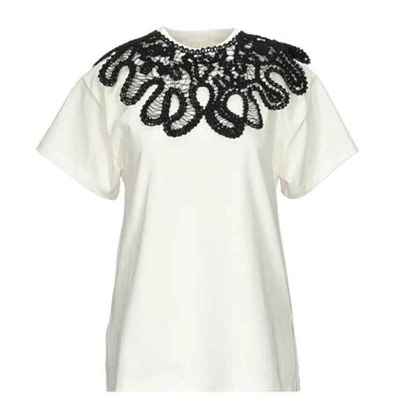 ジルサンダーTシャツコピー*胸元のレースがお洒落?レーススリット半袖