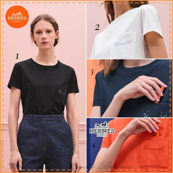 【エルメス】肌触りのいいコットンTシャツ 偽物レディース T-shirt