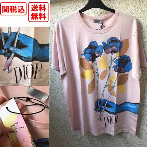 関税?送料込 ディオール TシャツコピーAND ALEX FOXTON フラワー プリント