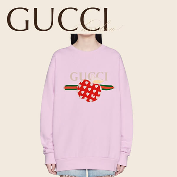 新作 グッチ スウェット コピー アップル&ハート レポム トップス 男女 617964 XJDOJ 5320