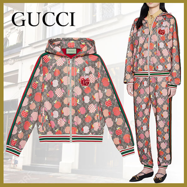 【21AW】グッチ ジャケット 偽物 アップル&ハート レポム フード付き GG リンゴ 663571 XJDOD 5943