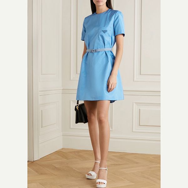 大人気!プラダコピー ベルトアップリケナイロンミニドレス