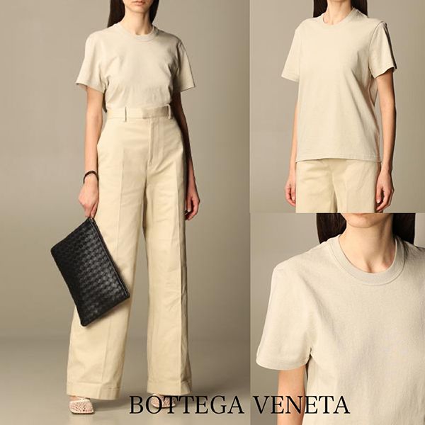 ボッテガヴェネタコピー クルーネックTシャツ コットン サンド 21SS 649060VF1U06761