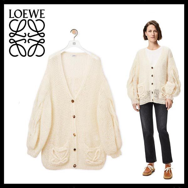 ロエベ☆モヘア アナグラム ニット コピーカーディガン オーバーサイズ S817Y16K11