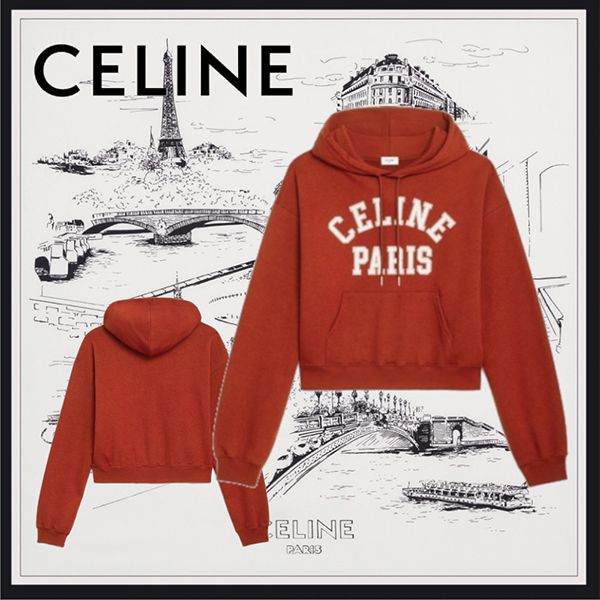 21AW#新作◇セリーヌ◇ボクシー スウェットシャツコピー フーディ ロゴ 2Y530450I.18RO