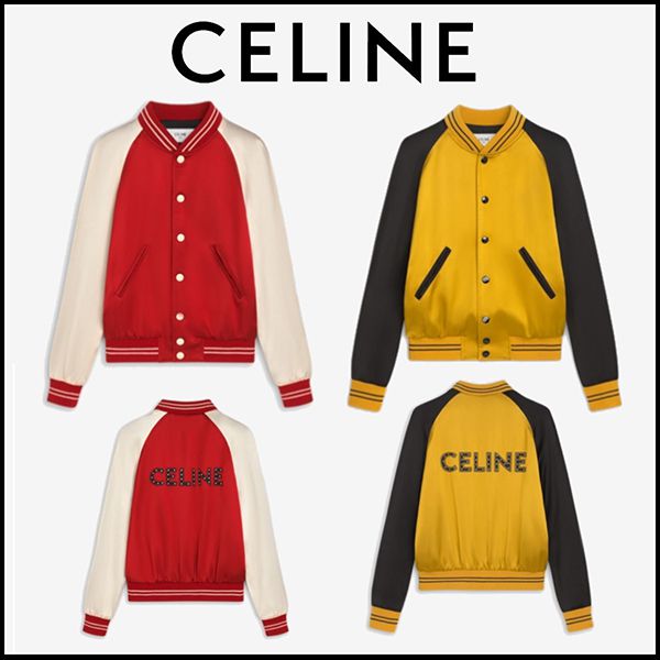 【大人気】セリーヌ テテ?ィシ?ャケット 偽物/ スタッズ付き サテン テディジャケット 2V87C851C.27ED