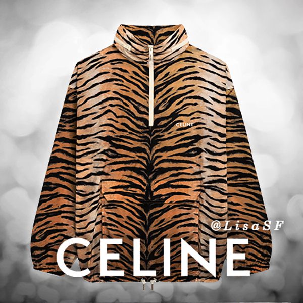 21SS新作!★セリーヌ コピー★個性的! タイガープリント&ロゴ ウインドブレーカー 2W350617M.18TG