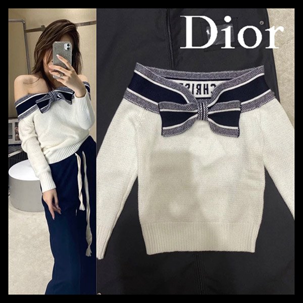 【モダンな魅力が特徴★】セーラーカラータイドセーター 偽物★ディオール 154S02AM305_X5801
