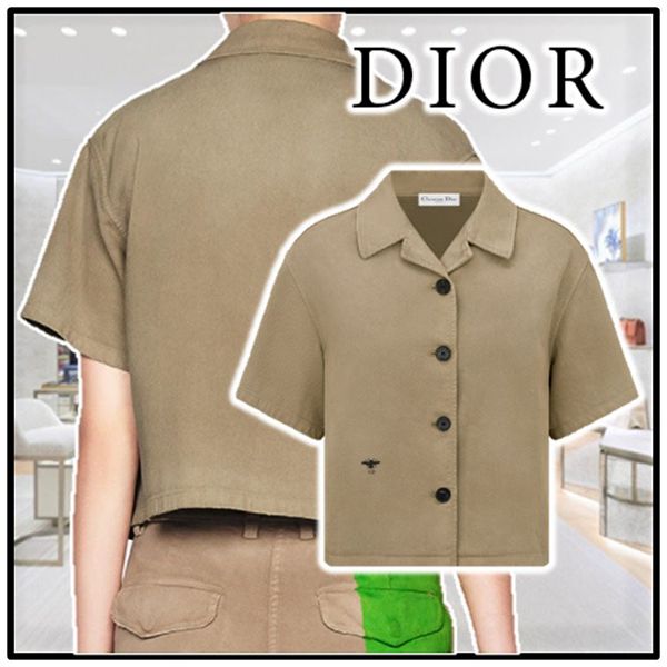 ディオール コピー ブラウス ショートスリーブ コットン BEE 刺繍 227B39A3339X1719