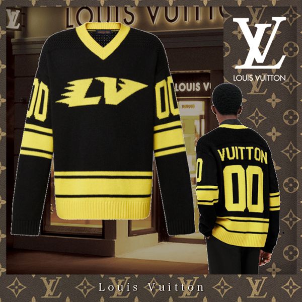 ルイヴィトン/フットボール オーバーニット偽物 バージンウール1A9TAX