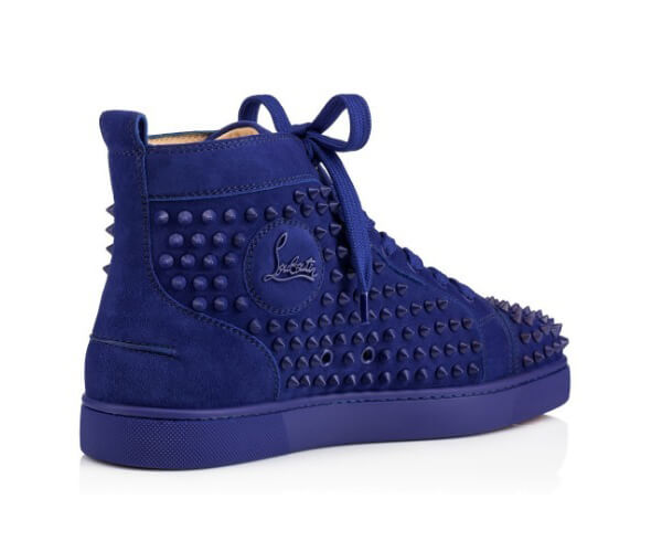 ルブタン 靴 コピー ブルー・青 Spikes Men's Flat スニーカー スエード