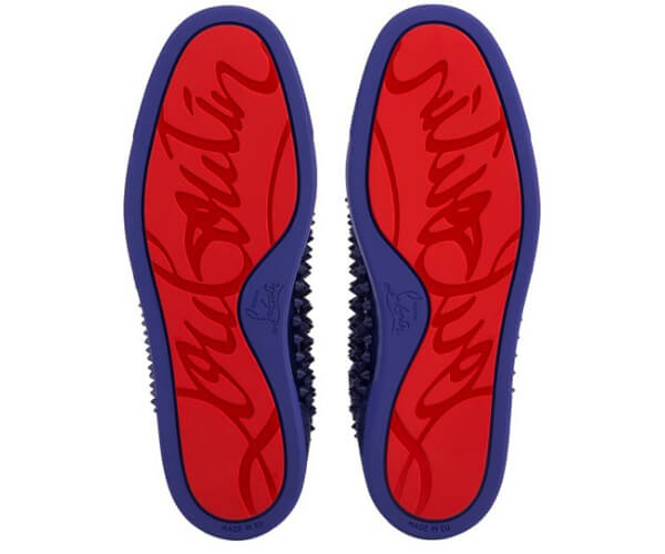 ルブタン 靴 コピー ブルー・青 Spikes Men's Flat スニーカー スエード
