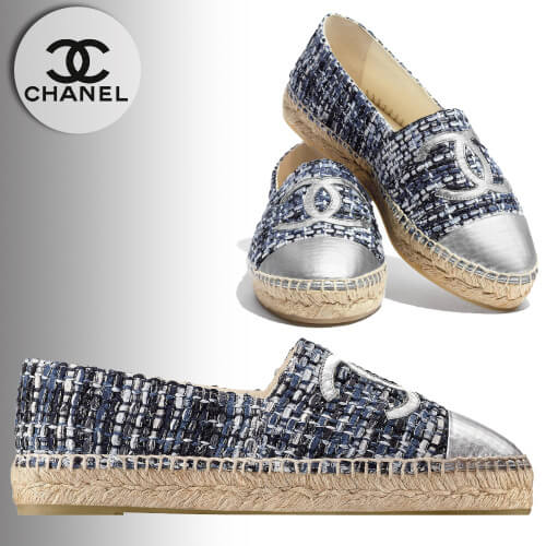 シャネル靴コピー シャネル CCツイード&メタリックエスパドリーユ G29762 Y51359 K0197