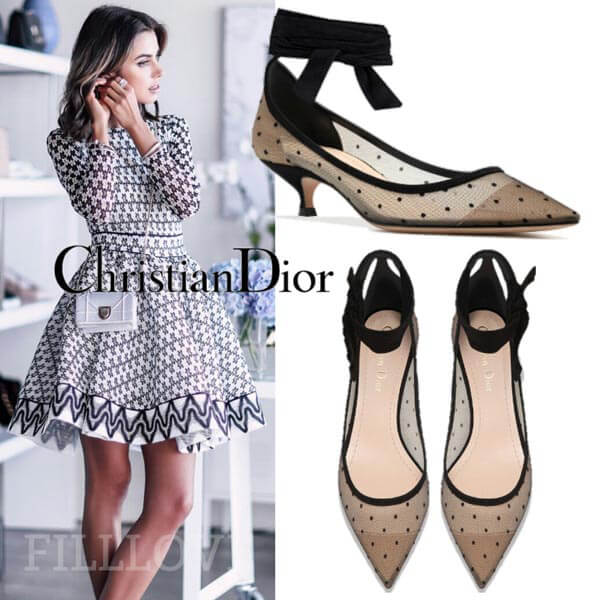 2017AW ディオール▼ディオール サンダル スーパーコピー シースルーとドットが可愛い 足首細見え効果大!パンプス