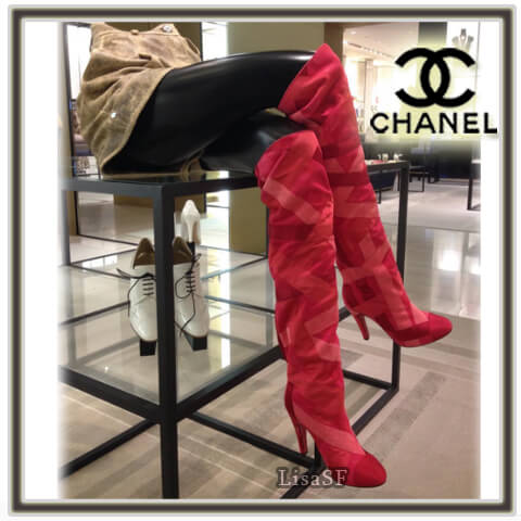 シャネル ロングブーツ 綺麗なピンク エレガント ニーハイブーツ シャネル靴コピーG33042 Y51445
