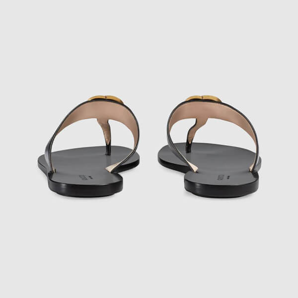 グッチ サンダル コピー グッチ ダブルG付 レザー トング LEATHER THONG SANDAL WITH DOUBLE G_497444 A3N00 1000
