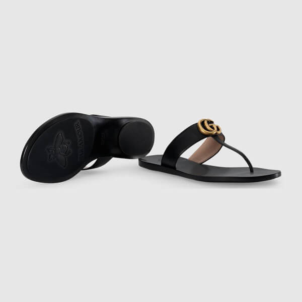 グッチ サンダル コピー グッチ ダブルG付 レザー トング LEATHER THONG SANDAL WITH DOUBLE G_497444 A3N00 1000